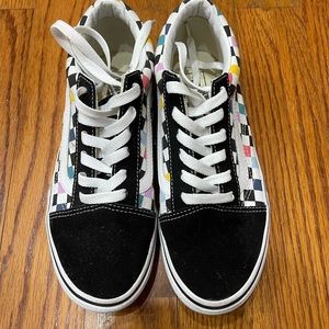 Multi colored checkered vans old skool